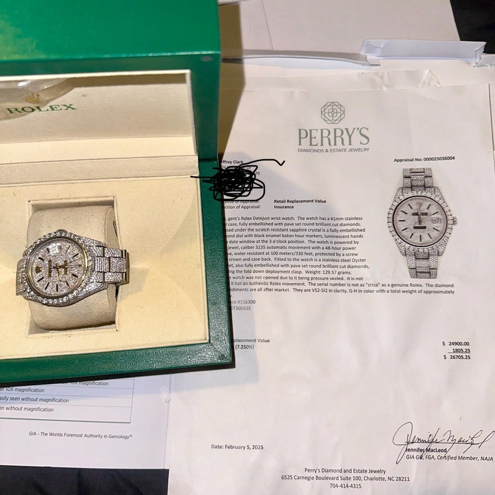 Rolex Silver and Gold Watch with Diamond Accents